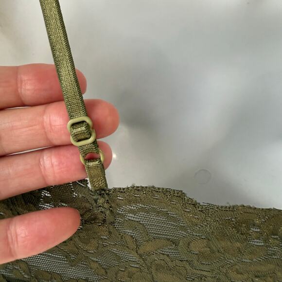 Y2K Lace Trim Cami Top Medium Olive Green 90s Fairy Whimsygoth Retro Camisole - Picture 12 of 14